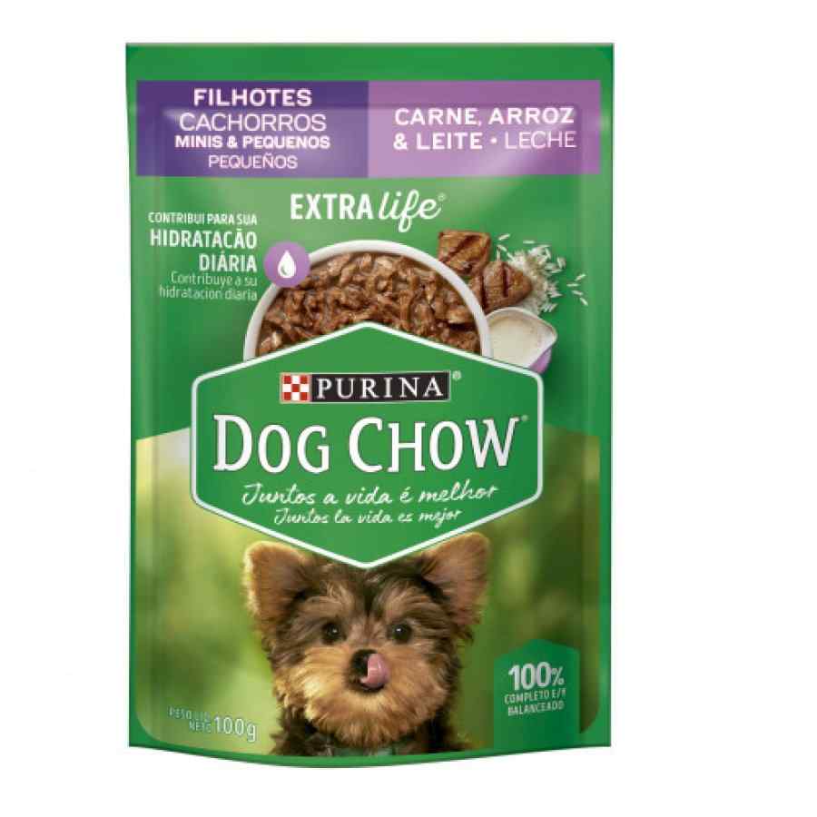 dog-chow-cachorros-razas-pequenas-carne-y-leche-100g Dog Chow cachorros carne, arroz y leche pouch 100 grs. - Imagen 1